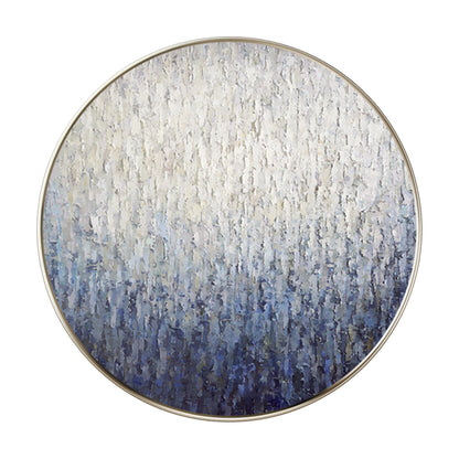 Round Navy Blue Texture Wall Art: Framed Minimalist Painting #8