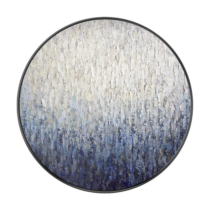 Round Navy Blue Texture Wall Art: Framed Minimalist Painting #9