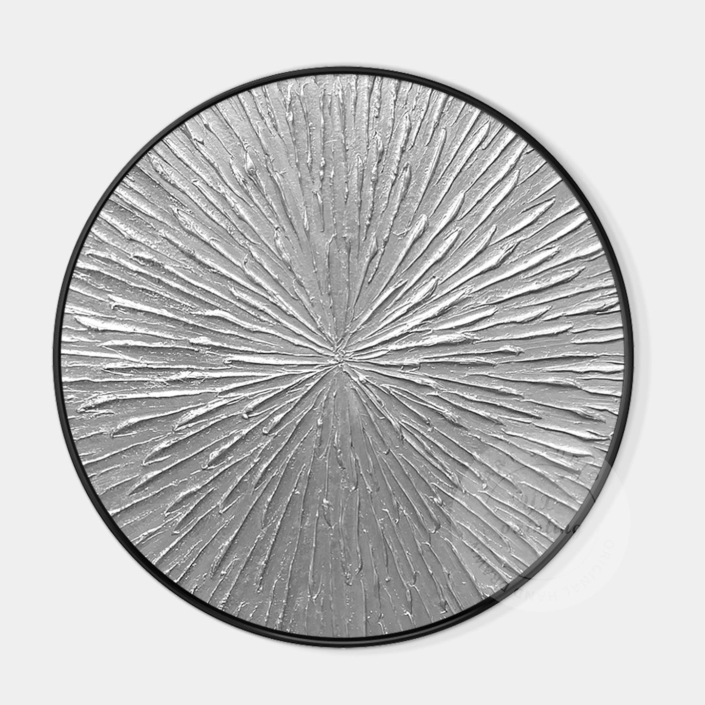 Round Silver Leaf 3D Textured Wall Art: Framed Nordic Painting #6