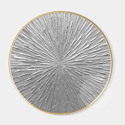 Round Silver Leaf 3D Textured Wall Art: Framed Nordic Painting #7