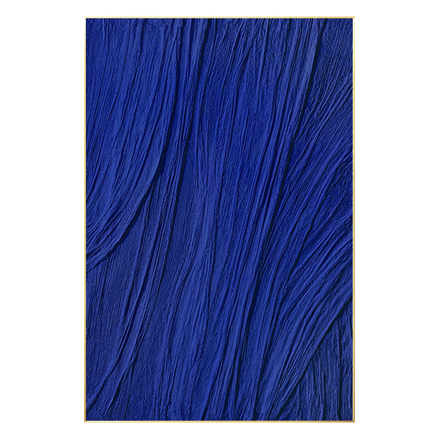 Royal Blue Texture Painting on Canvas: Minimalist Framed Wall Art #7