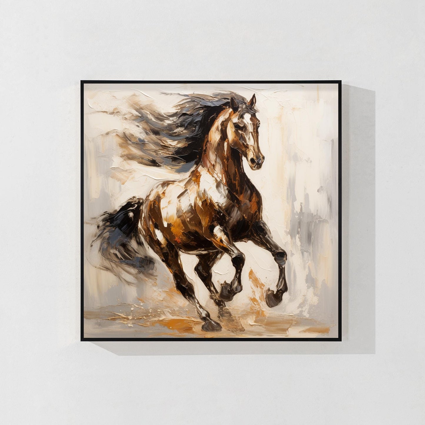 Running Horse Painting On Canvas: Farmhouse Living Room Art #7
