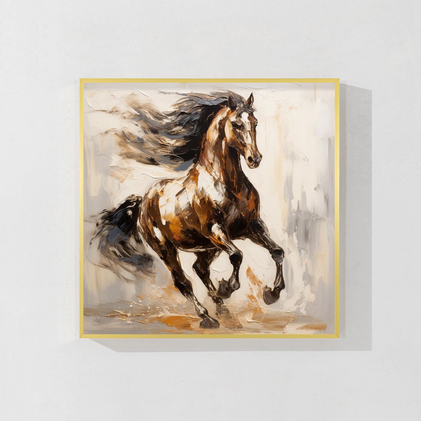 Running Horse Painting On Canvas: Farmhouse Living Room Art #9