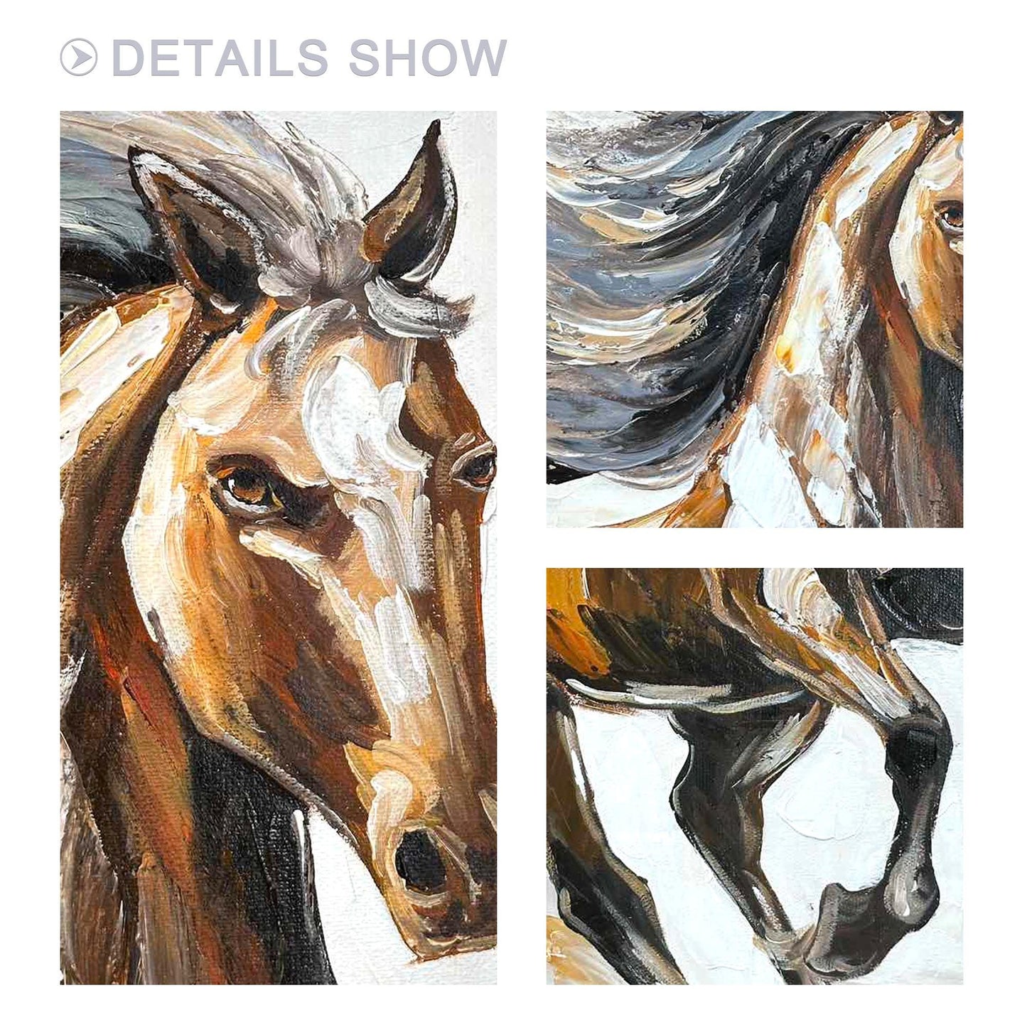 Running Horse Painting On Canvas: Farmhouse Living Room Art #10