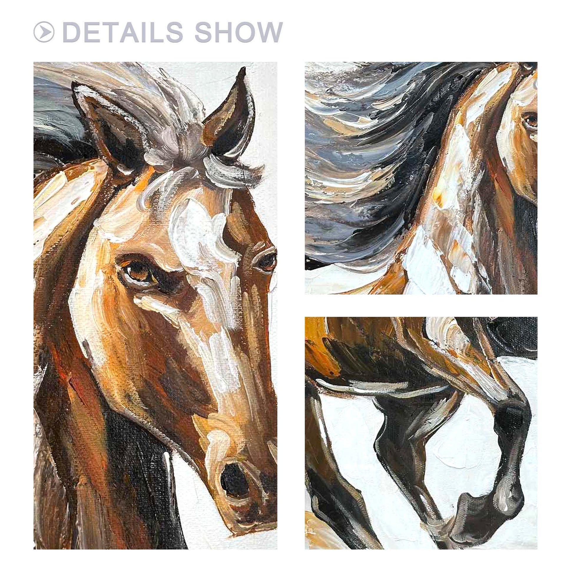 Running Horse Painting On Canvas: Farmhouse Living Room Art #10