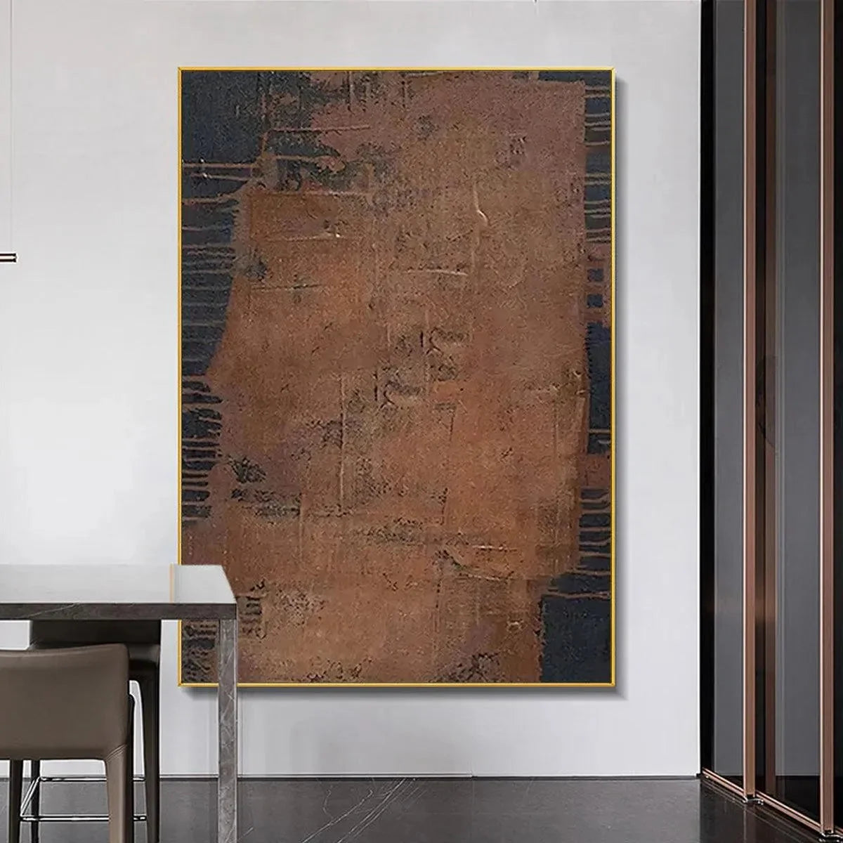 RUSTIC TEXTURE: Textured Abstract Painting in Brown | Abstract closeup, raised brushwork detail