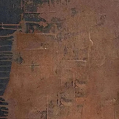 RUSTIC TEXTURE: Textured Abstract Painting in Brown | rectangular format, hand-painted canvas edge