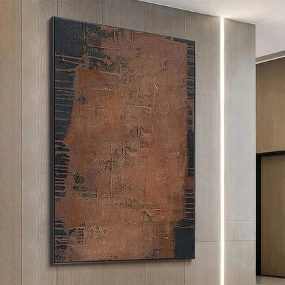 RUSTIC TEXTURE: Textured Abstract Painting in Brown | rolled canvas, ready for custom framing