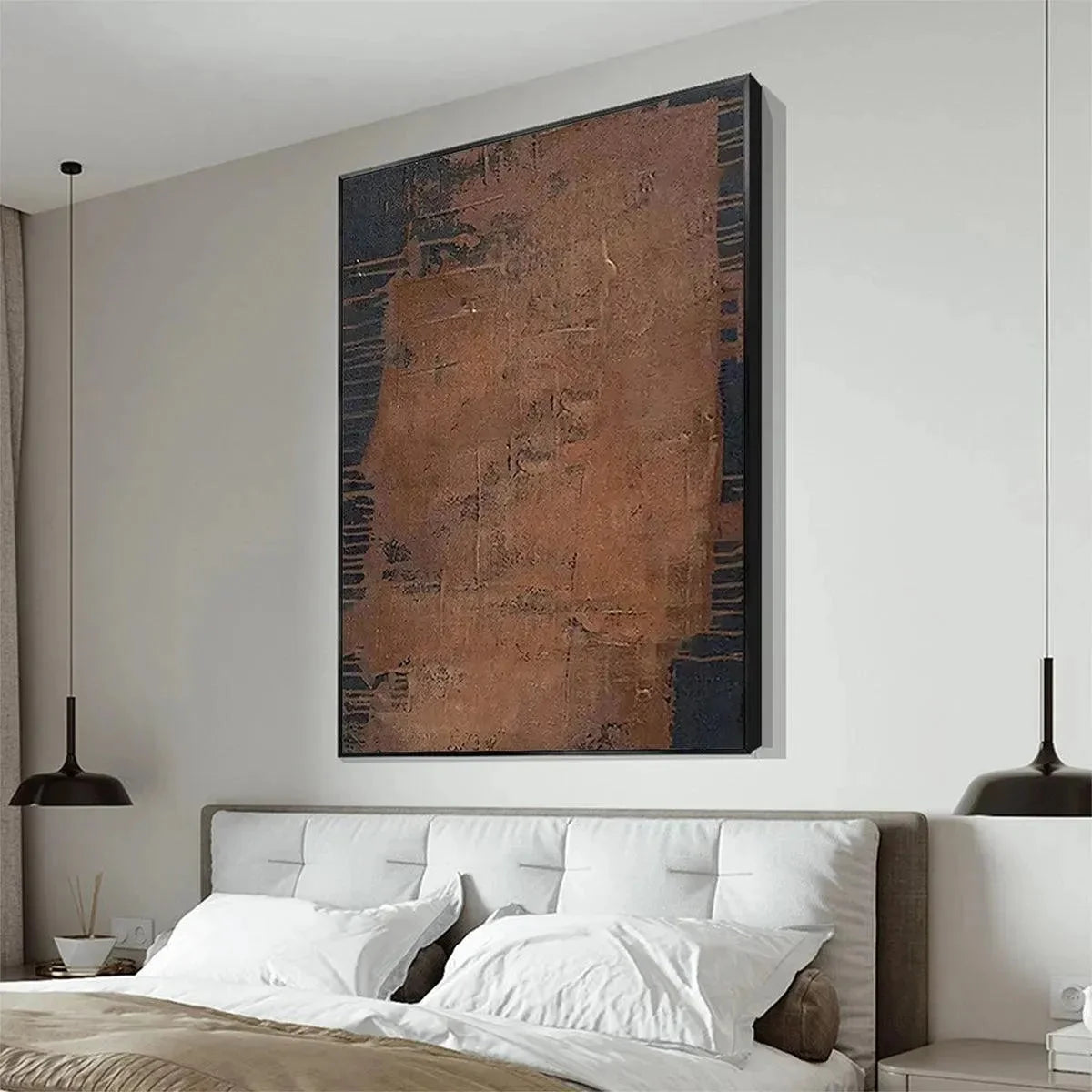 RUSTIC TEXTURE: Textured Abstract Painting in Brown | Abstract mood, soft natural light studio shot