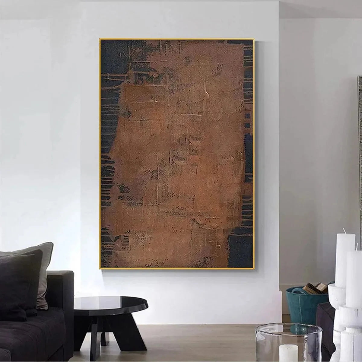 RUSTIC TEXTURE: Textured Abstract Painting in Brown | multi-color palette, original oil on stretched canvas art