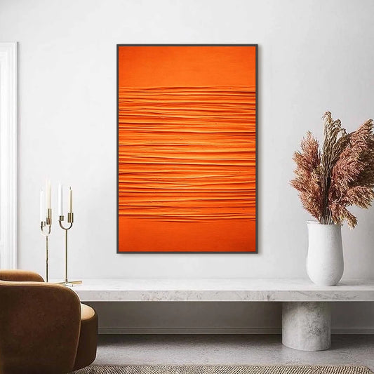 SAFFRON RHYTHM: Vibrant Textured Minimalist Orange Painting