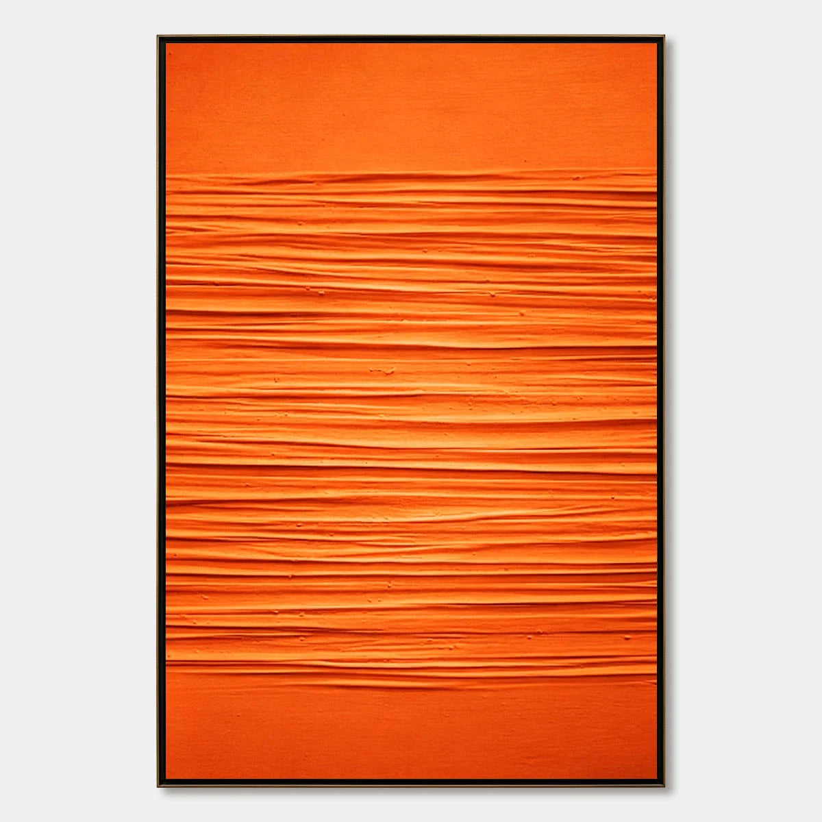 SAFFRON RHYTHM: Vibrant Textured Minimalist Orange Painting | hanging in living room, Minimalist wall art