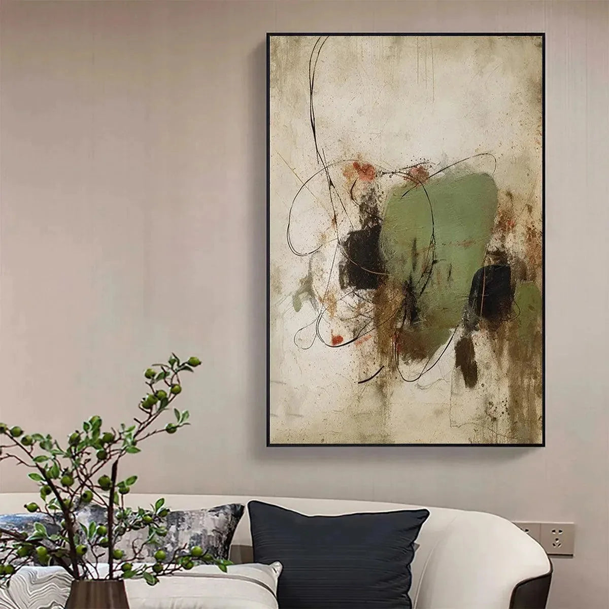 SAGE ABSTRACT: Minimalist Abstract Painting, Vertical Wall Art | Minimalist closeup, raised brushwork detail