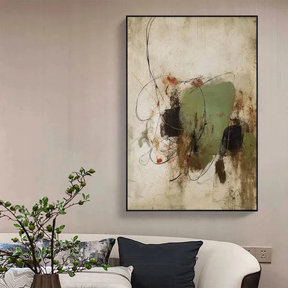 SAGE ABSTRACT: Minimalist Abstract Painting, Vertical Wall Art | Minimalist closeup, raised brushwork detail