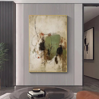 SAGE ABSTRACT: Minimalist Abstract Painting, Vertical Wall Art | Minimalist mood, soft natural light studio shot