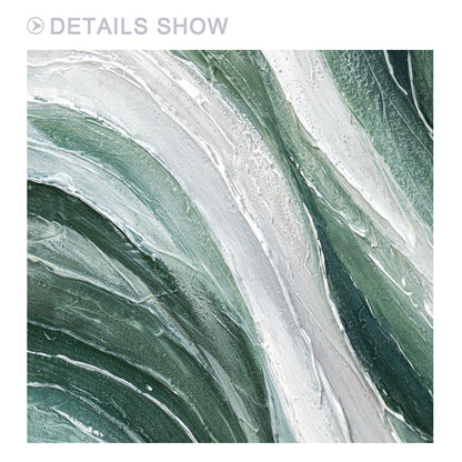 Sage Green Abstract Ocean Painting: Textured Coastal Wall Art #3