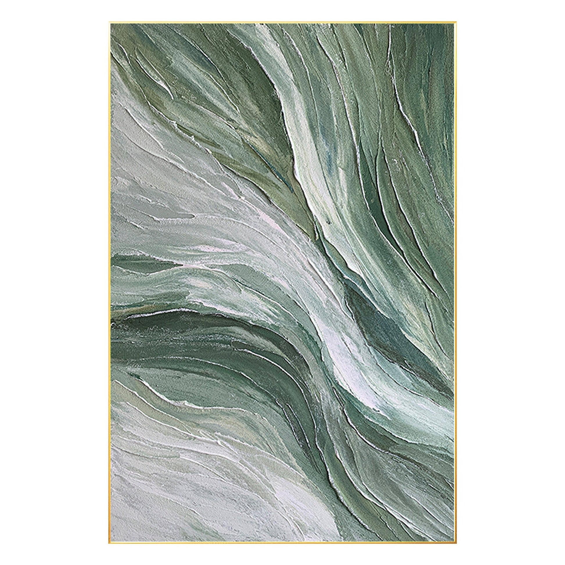 Sage Green Abstract Ocean Painting: Textured Coastal Wall Art #8