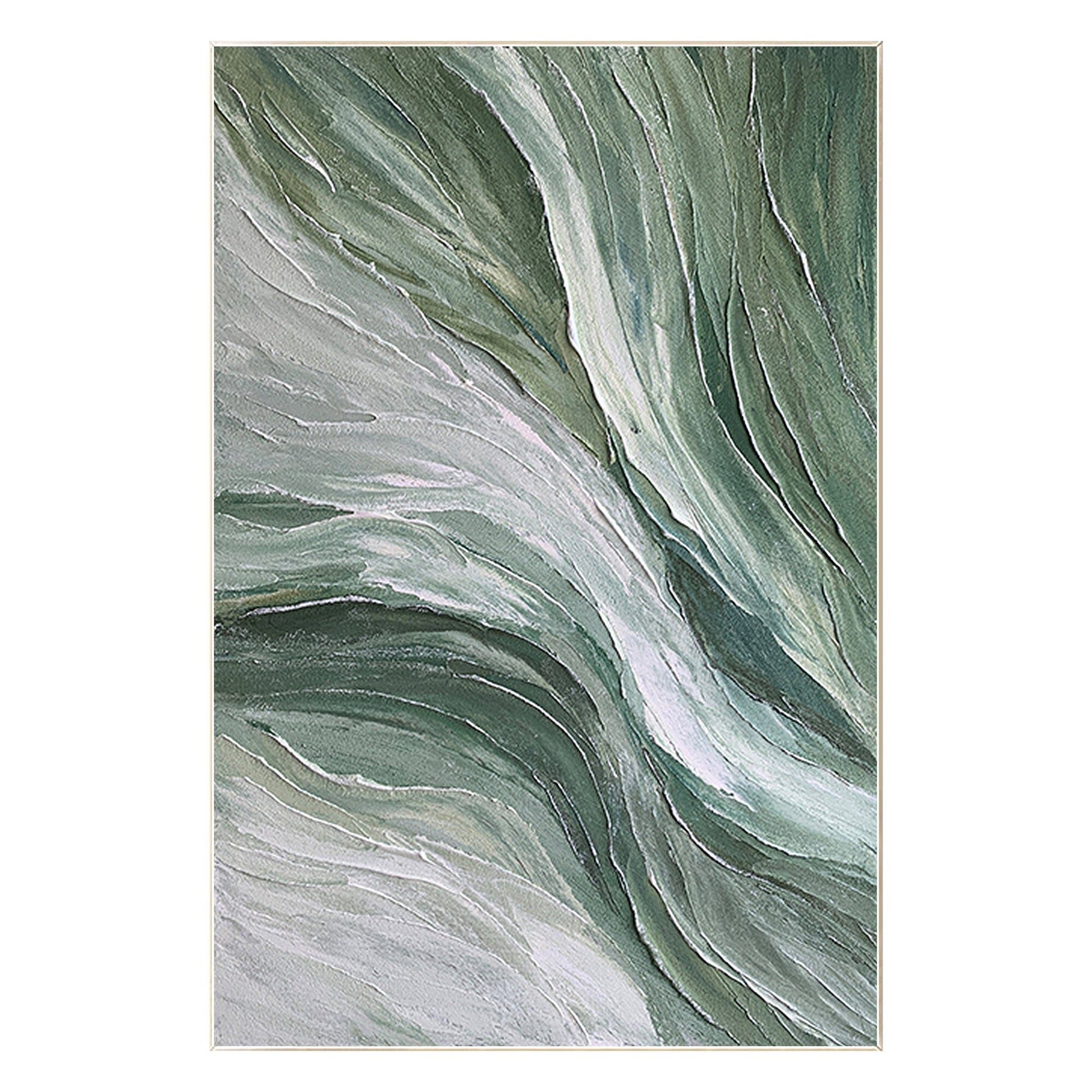 Sage Green Abstract Ocean Painting: Textured Coastal Wall Art #9