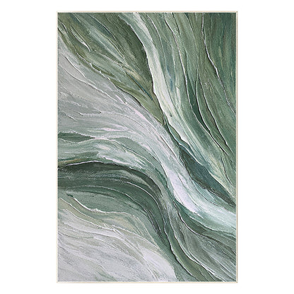 Sage Green Abstract Ocean Painting: Textured Coastal Wall Art #9