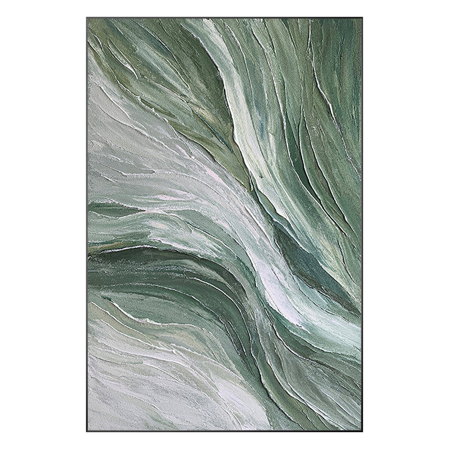 Sage Green Abstract Ocean Painting: Textured Coastal Wall Art #10