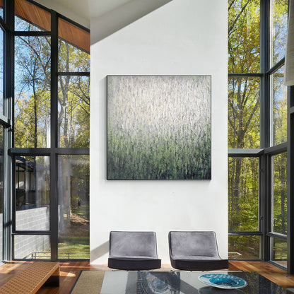 Sage Green Abstract Painting: Heavy Texture Square Wall Art #2
