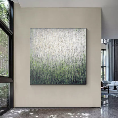 Sage Green Abstract Painting: Heavy Texture Square Wall Art #3