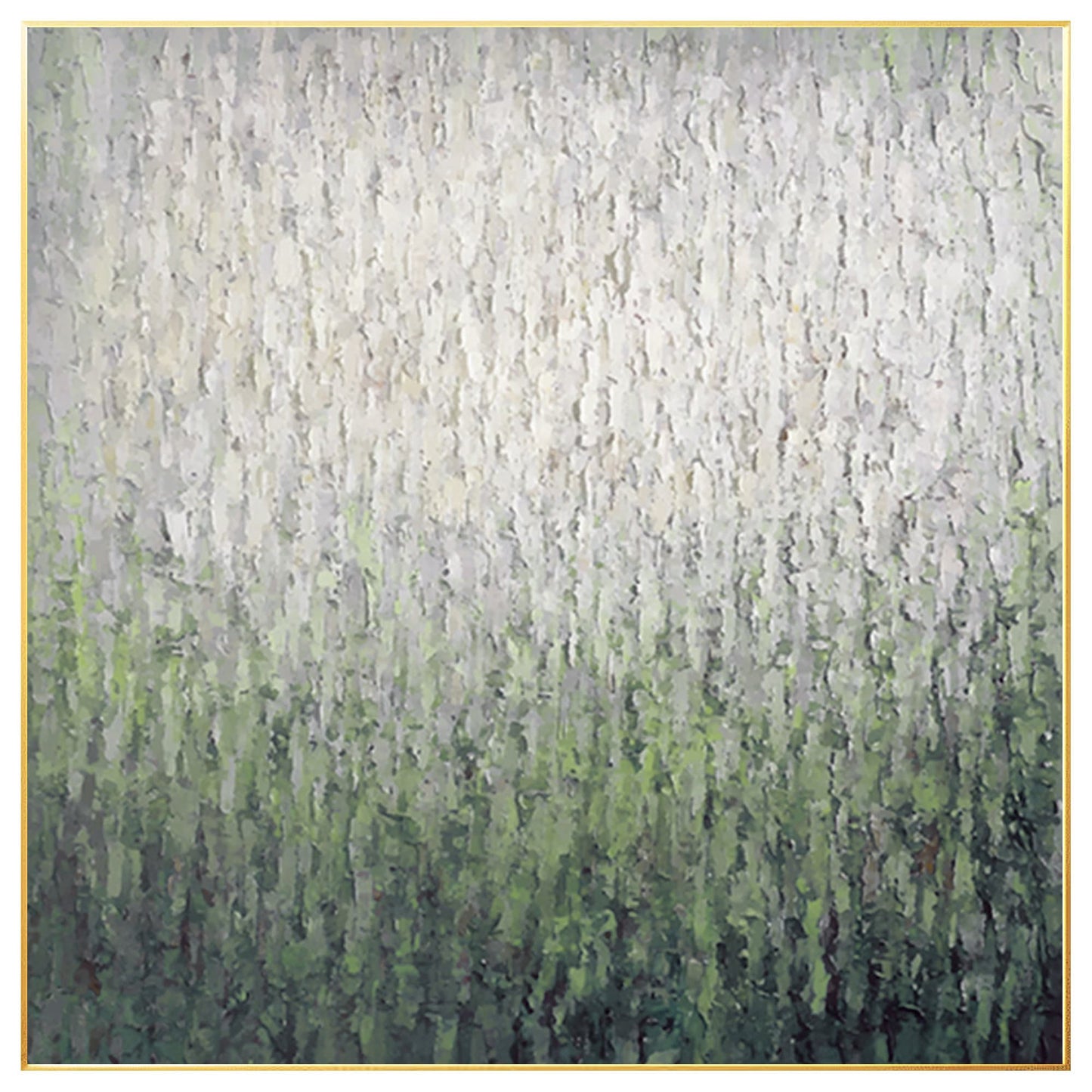 Sage Green Abstract Painting: Heavy Texture Square Wall Art #8