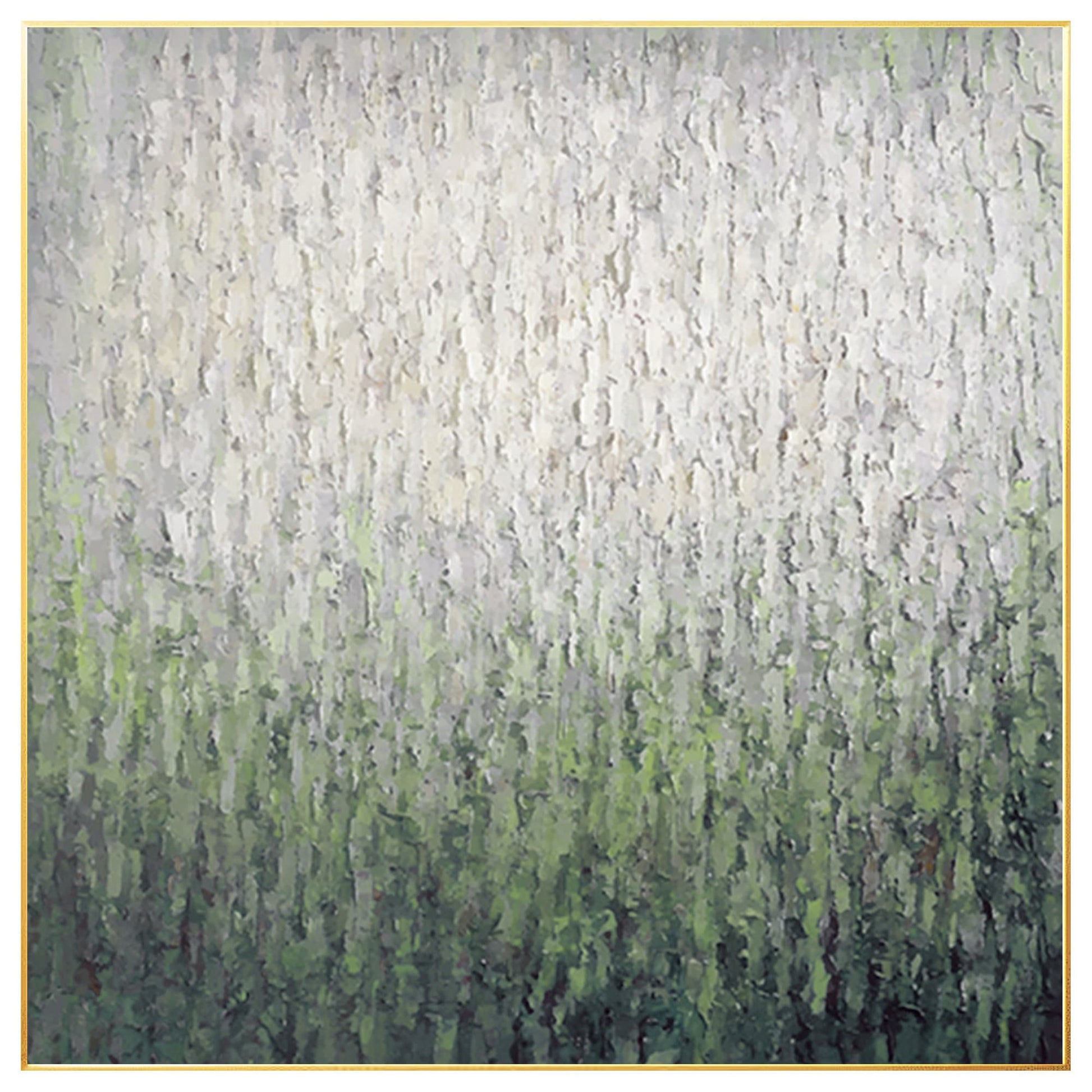 Sage Green Abstract Painting: Heavy Texture Square Wall Art #8