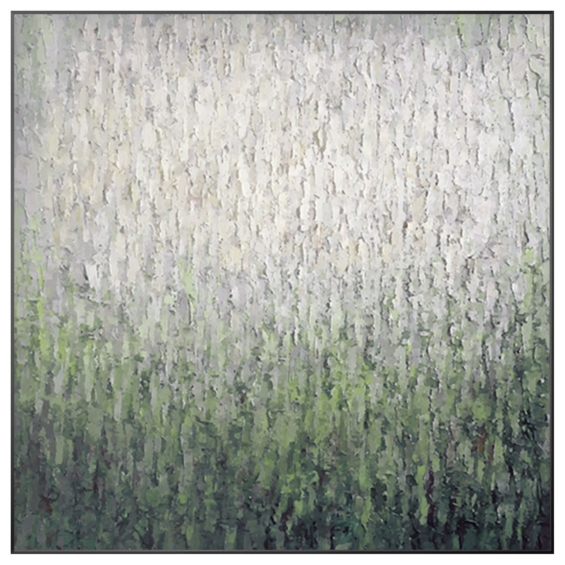 Sage Green Abstract Painting: Heavy Texture Square Wall Art #10