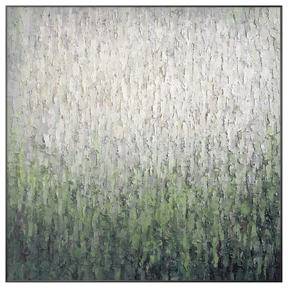 Sage Green Abstract Painting: Heavy Texture Square Wall Art #10