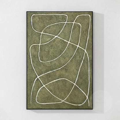 Sage Green Abstract Picasso Line Art – 3D Textured Canvas Painting, Minimalist W #8