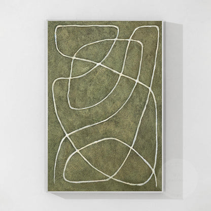 Sage Green Abstract Picasso Line Art – 3D Textured Canvas Painting, Minimalist W #10