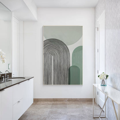 Sage Green Black Abstract Textured Painting On Canvas, Minimalist Wall Art Verti #6