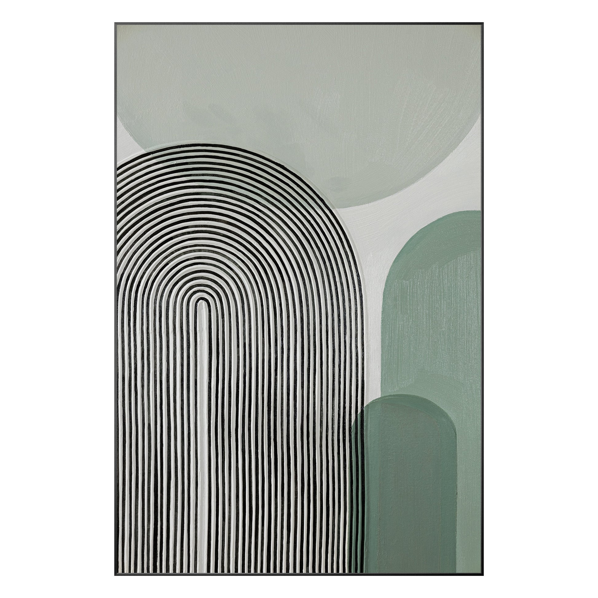 Sage Green Black Abstract Textured Painting On Canvas, Minimalist Wall Art Verti #9