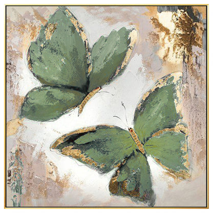 Sage Green Butterfly Painting: Square Framed Wall Art #7