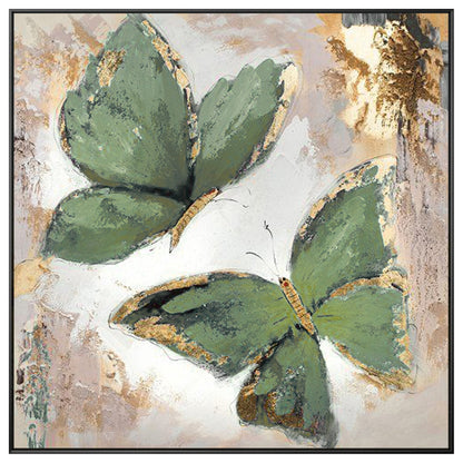 Sage Green Butterfly Painting: Square Framed Wall Art #9