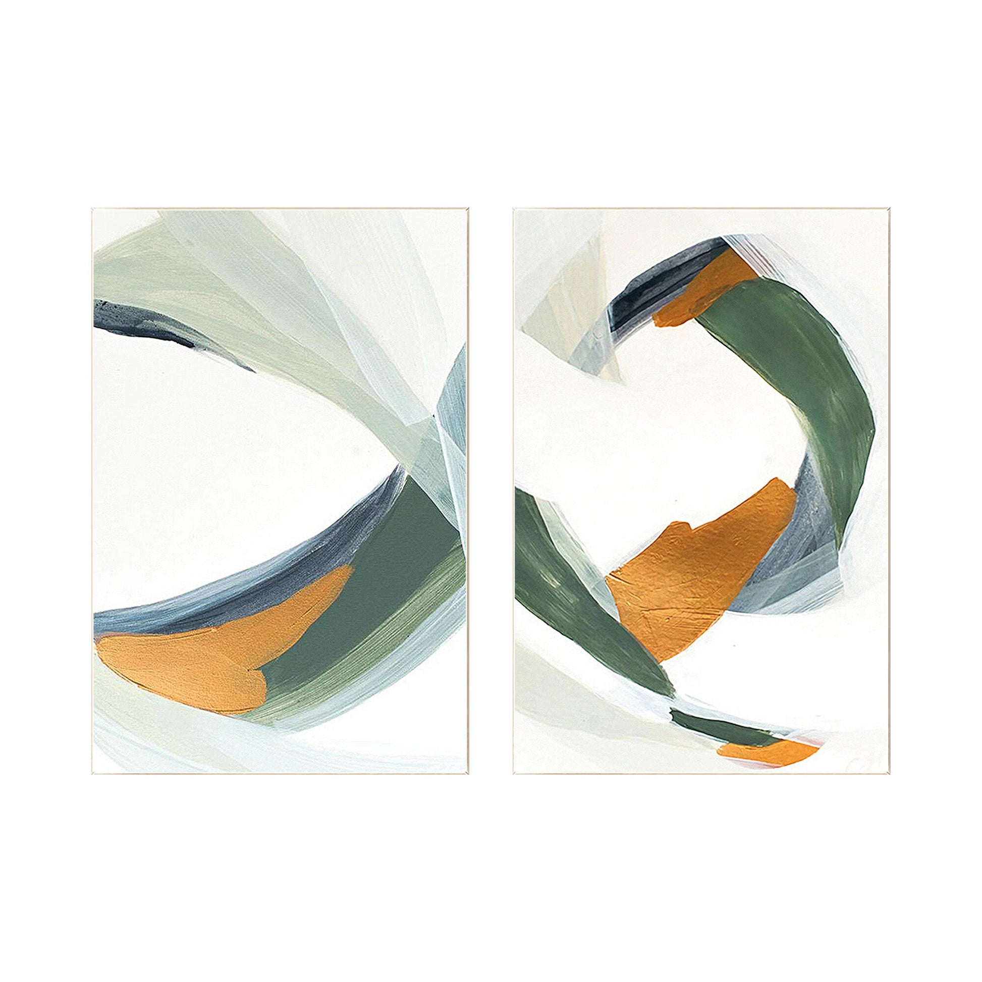 Sage Green Gold Minimalist Painting On Canvas Set of 2 Pieces Sage Green Paintin #8