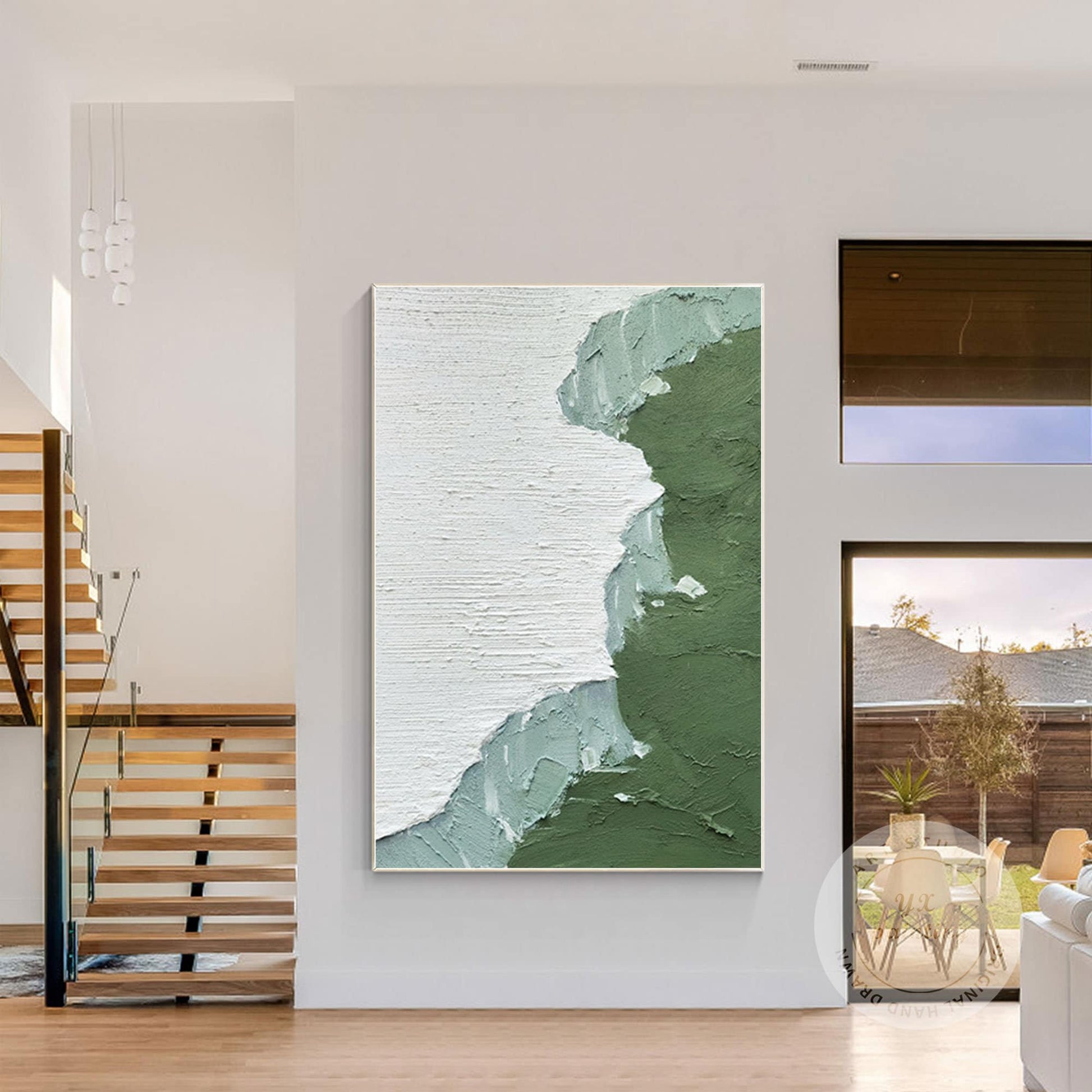 Sage Green Minimalist Texture Painting: Abstract Canvas Wall Art #5