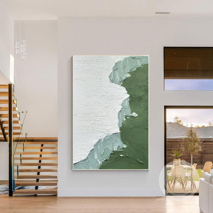 Sage Green Minimalist Texture Painting: Abstract Canvas Wall Art #5