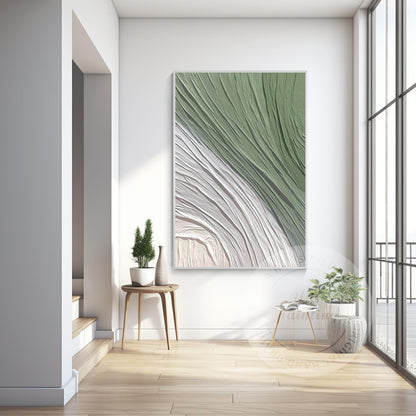 Sage Green Textured Wall Art: Nordic Minimalist Original Painting #4