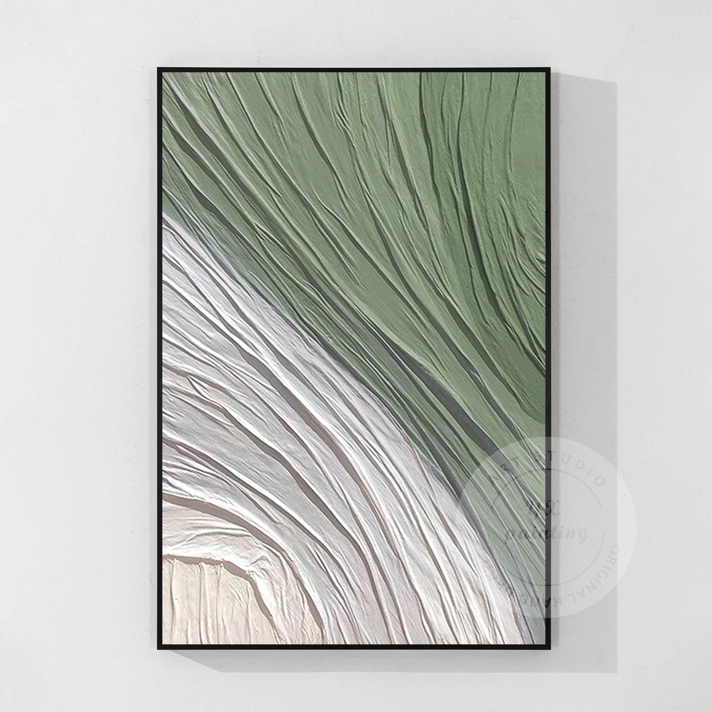 Sage Green Textured Wall Art: Nordic Minimalist Original Painting #7