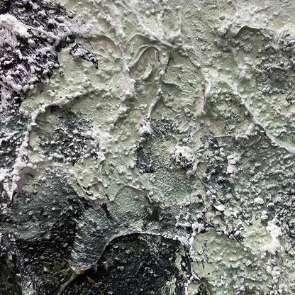 SAGE RIVER: Green and White Abstract Landscape Impasto Painting for Living Room | black frame version on white wall