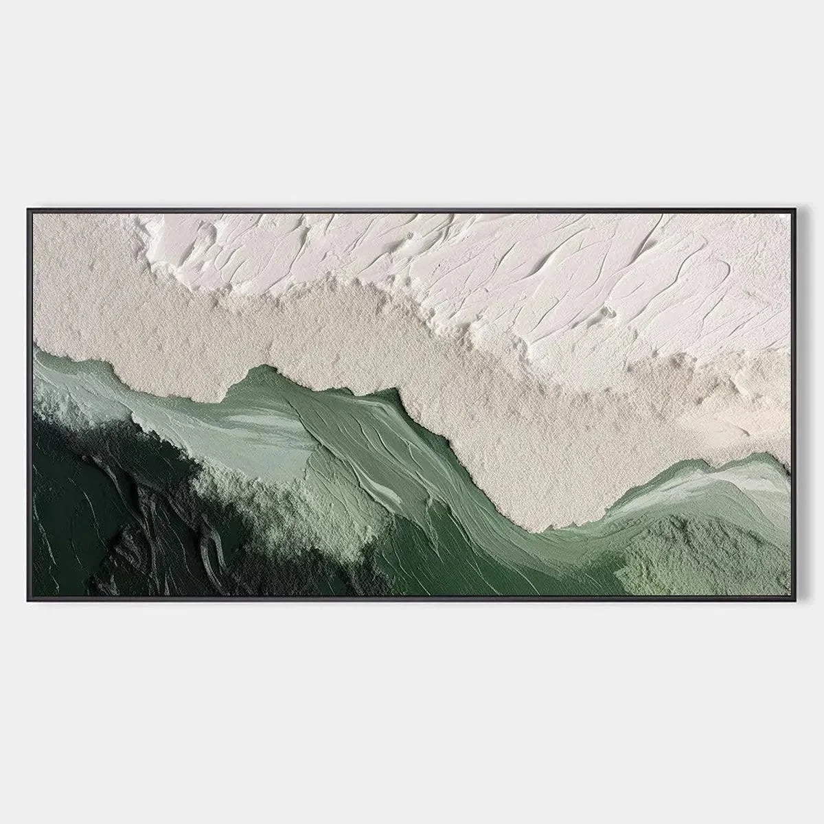 SAGE RIVER: Green and White Abstract Landscape Impasto Painting for Living Room | hanging in living room, Abstract wall art