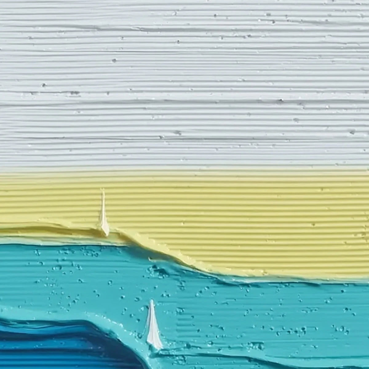 SAILBOAT SERENITY: Textured Minimalist Abstract Seascape Painting | rectangular format, hand-painted canvas edge