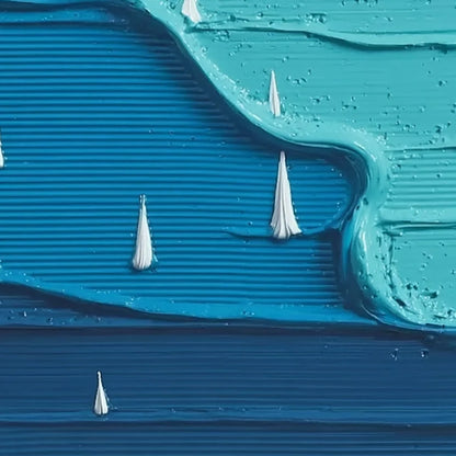 SAILBOAT SERENITY: Textured Minimalist Abstract Seascape Painting | rolled canvas, ready for custom framing