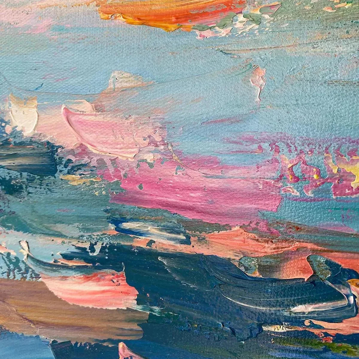 SAILING AT SUNSET: Colorful Seascape Painting, Textured Wall Art, Vertical Canvas, Beach Decor | rectangular format, hand-painted canvas edge