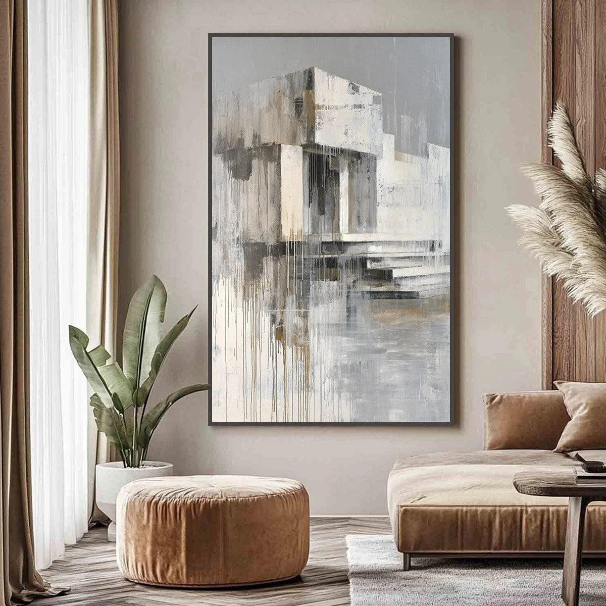 SANCTUARY: Abstract Architectural Painting | Abstract closeup, raised brushwork detail