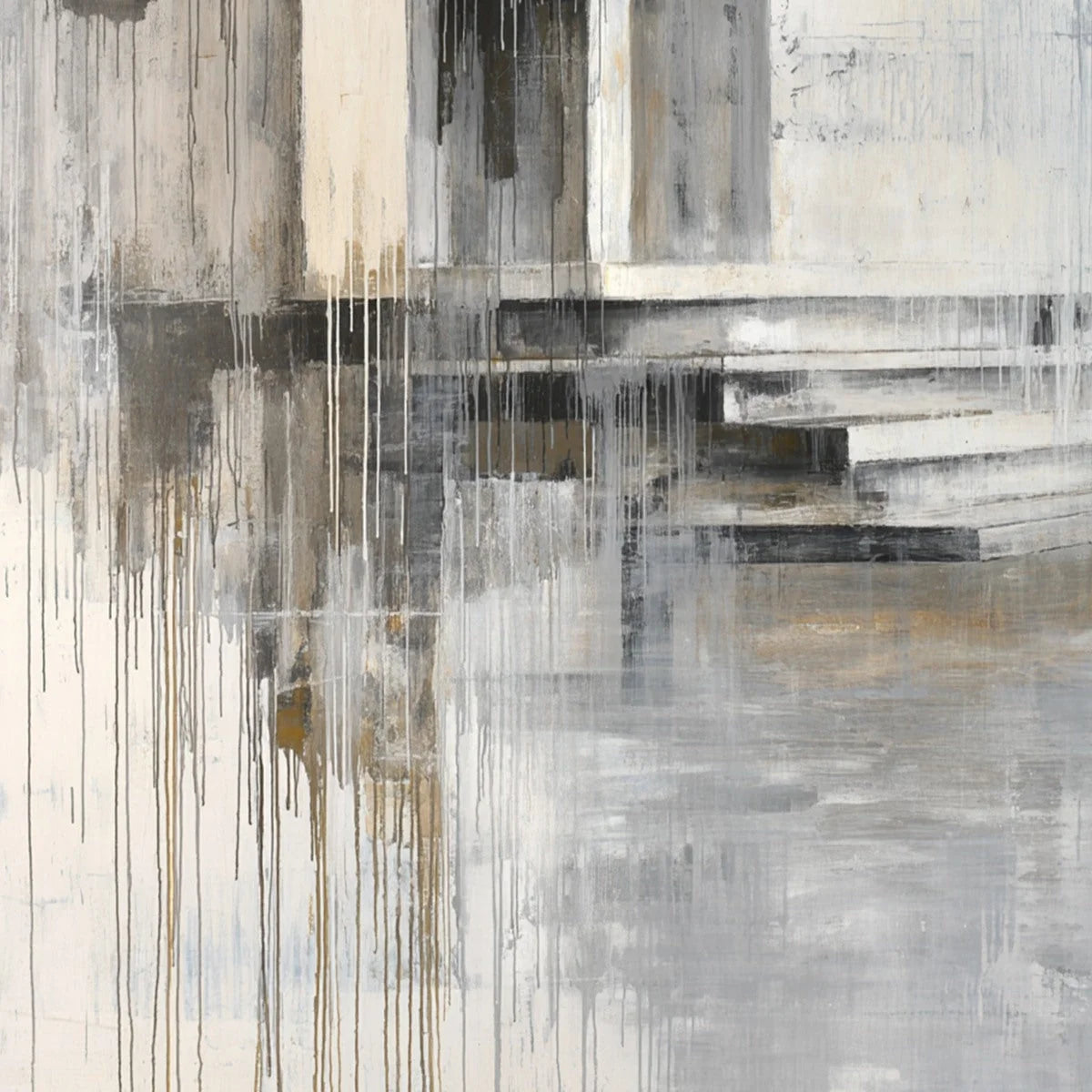 SANCTUARY: Abstract Architectural Painting | rectangular format, hand-painted canvas edge