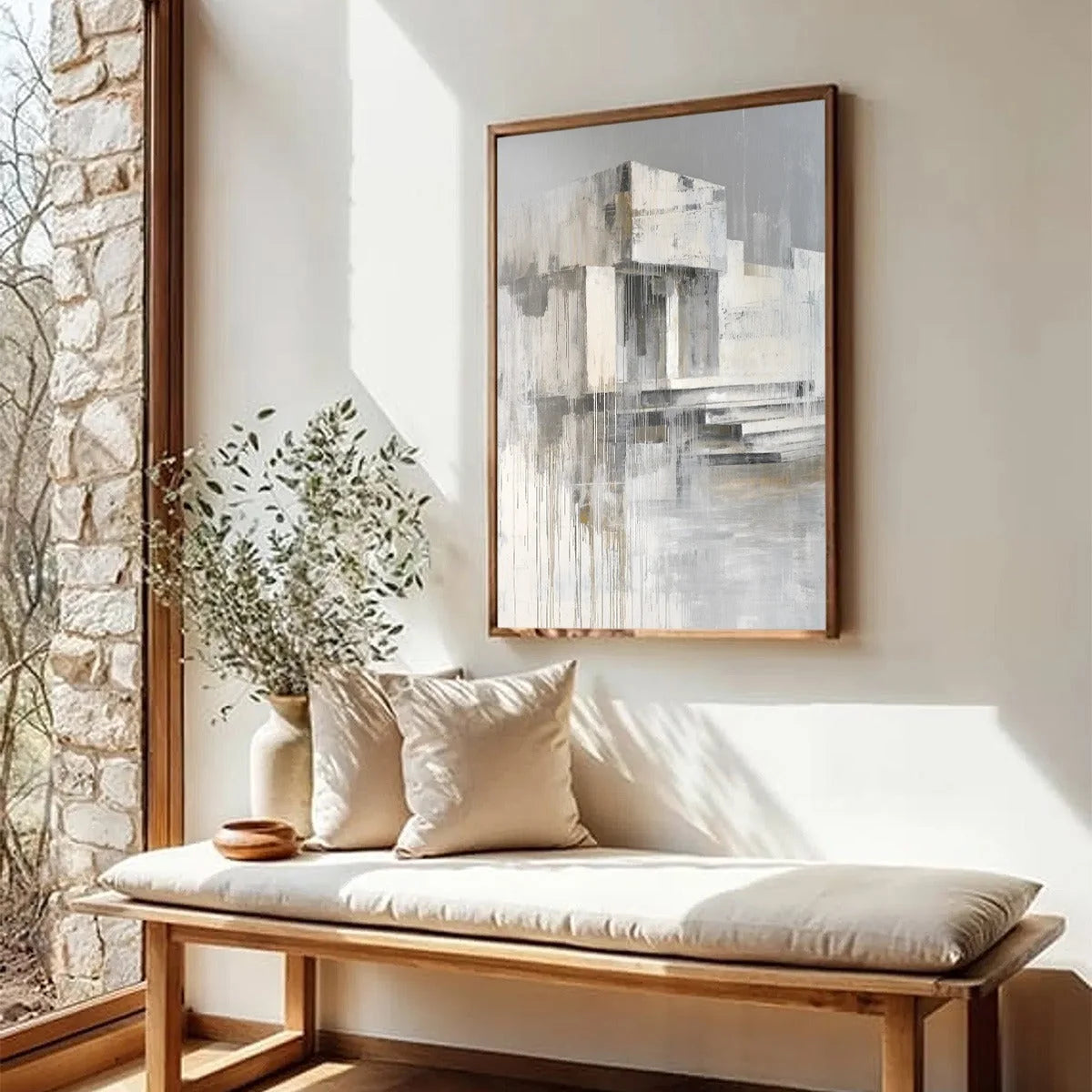 SANCTUARY: Abstract Architectural Painting | Abstract mood, soft natural light studio shot