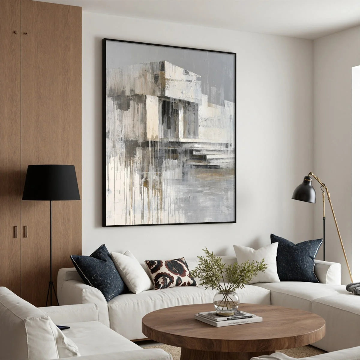 SANCTUARY: Abstract Architectural Painting | multi-color palette, original oil on stretched canvas art